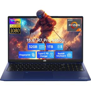 NIMO 15.6 بوصة IPS FHD-Business-Laptop، 8 النوى AMD Ryzen 7 Pro 6850U 32 جيجابايت ذاكرة الوصول العشوائي 1 تيرابايت SSD (Beat i7-1360P حتى 4.7 جيجا هرتز) Radeon 680M 100W لوحة مفاتيح بإضاءة خلفية PD سريعة لمنشئي المحتوى والطلاب ضمان لمدة عامين in Kuwait