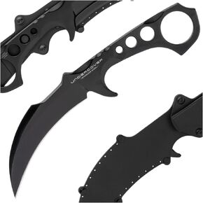 United Cutlery Undercover CIA Stinger III Karambit | 3 1/2 بوصة 3Cr13 شفرة منحنية مقاومة للصدأ | البناء الصلب من قطعة واحدة | الحلق الدائري المفتوح | لمسة نهائية مطلية باللون الأسود | غمد نايلون مصبوب in Kuwait