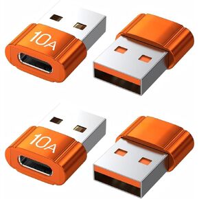 USB to USB C Adapter 4 Pack,10A 200W Fast Charging USB2.0 480Mbps Data Transfer,USB C Female to A Male Charger Converter for Ma-cBook Pad Phone 17/16/15 G-alaxy Xpe-ria Smartphone Laptop Tablet Orange in Saudi Arabia