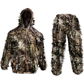 GRVCN Ghillie Suit 3D Leaf، ملابس صيد مموهة خفيفة الوزن للاستخدام في الهواء الطلق للتصوير الفوتوغرافي لصيد الغابة والغابات in Kuwait