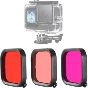 فلتر الغوص ثلاثي الألوان من FitStill متوافق فقط مع غلاف FitStill GoPro Hero 13/12/11/10/9 الأسود المقاوم للماء (غير متوافق مع حافظات سبائك الألومنيوم المقاومة للماء) in Kuwait