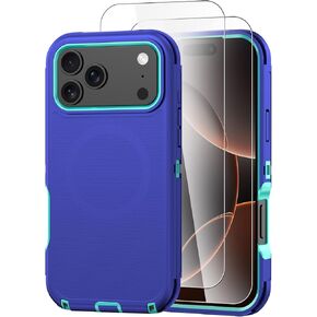 Magnetic for iPhone 17 Pro Max Case,Compatible with Magsafe,2 Screen Protector and 2 Camera Lens Protector, Military Grade Protection,Case for iPhone 17 Pro Max【Black Black】 in Saudi Arabia