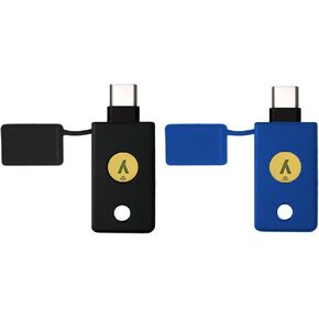 حافظة حماية من السيليكون مكونة من قطعتين لـ YubiKey 5C NFC، حامل غطاء لمفتاح Yubico Security Key C NFC، الوصول السريع والحماية اليومية - أسود وأزرق in Kuwait