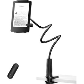 Kindle Holder with Remote Page Turner, Reading Stand for Bed, Desk with Clicker, for Kindle Paperwhite, Oasis, Tablet, iPhone and More, Black Page Turner in Kuwait
