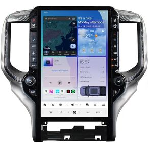 Android 14 Car Radio Upgrade for Dodge RAM 1500 2500 3500 2019 2020 2021 2023 Car Stereo Carplay Android Auto GPS Navigaion (Black) in Saudi Arabia