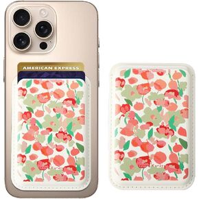 Wallet Magnetic Card Holder, Magnetic Wallet for iPhone, Leather Phone Wallets Cute Colorful Flowers Design Compatible with iPhone 16/15/14/13/12 Series for Girls Women, Fit 3 Cards in Kuwait