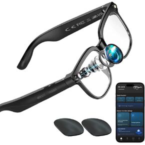 AI Smart Glasses with Camera – 1080P HD Video & Audio, Real-Time Translation, ChatGPT Assistant, Bluetooth Smart Sunglasses with Noise Reduction, Prescription Lenses Compatible in Saudi Arabia