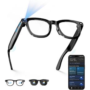 AI Smart Glasses with 8MP Camera and Bluetooth Anti-Shake Real-Time Translation Recognition Voice Assistant 1080P Video Recording HD Photo Long Battery Life for Traveler Lover Meeting Vlog in Saudi Arabia
