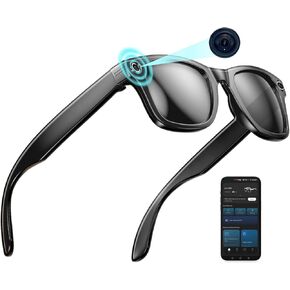 AI Smart Glasses with Camera, 8MP 1200P HD Video Recording Sunglasses, UV400, Real-Time Translation, ChatGPT Voice Assistant, Open-Ear Bluetooth Audio for Men Women Running, Cycling & Vlogging 32G in Saudi Arabia