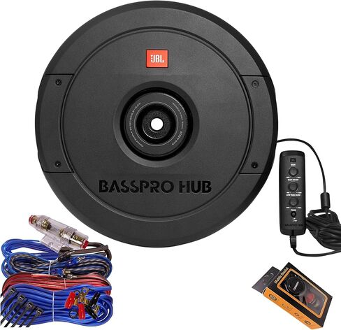 JBL BassPro Hub 11 بوصة تعمل بالطاقة 200 وات مضخم صوت ومجموعة أسلاك - صوت جهير عميق، تصميم مضغوط، أسود in Kuwait