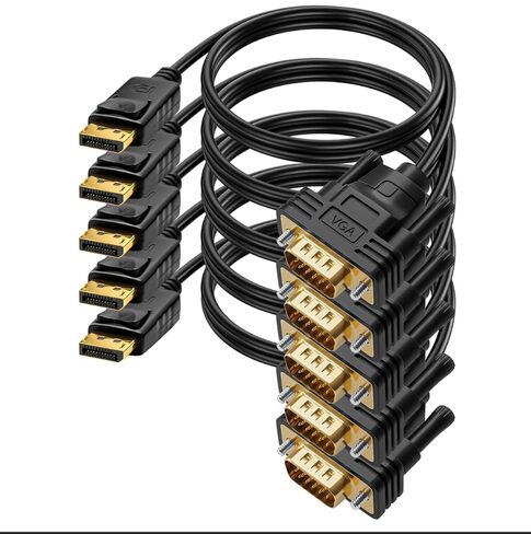 كابل DisplayPort إلى VGA بطول 10 أقدام، 2 حزمة من ذكر إلى ذكر مطلي بالذهب DP إلى سلك VGA يدعم 1080P@60 هرتز، متوافق مع الكمبيوتر والكمبيوتر المحمول والشاشة وجهاز العرض والتلفزيون عالي الدقة in Kuwait