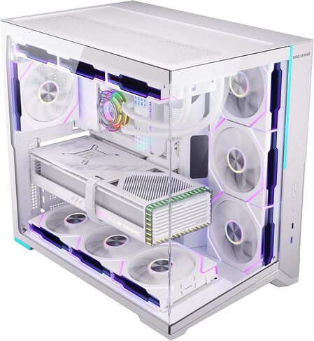 ESGAMING ZEROMAX ATX PC Case Mid-Tower Airflow Gaming Computer Case | 8° Slanted Base| Tempered Glass Panoramic View | Fully Ventilated | Black-No Fan in Saudi Arabia