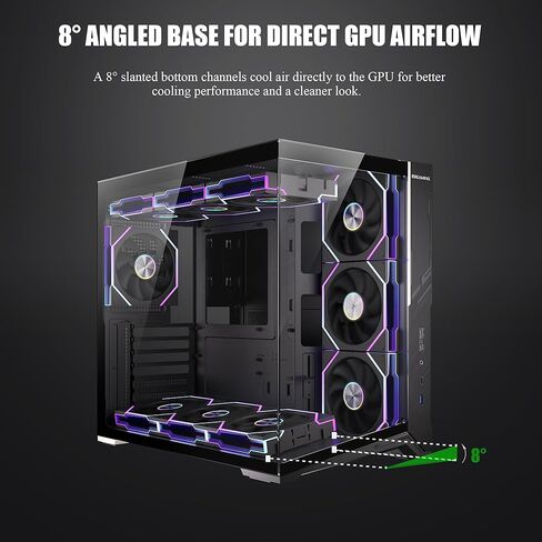 ESGAMING ZEROMAX ATX PC Case Mid-Tower Airflow Gaming Computer Case | قاعدة مائلة 8°| رؤية بانورامية من الزجاج المقسى | تهوية كاملة | أسود-لا مروحة in Kuwait