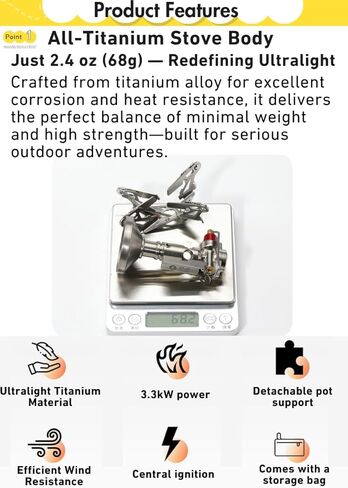 CAMPINGMOON Titanium Canister Top Stove Ultralight Backpacking w Pressure Regulator 2.4oz Wind-Resistant Gas Burner Compact High Altitude Cold Weather Hiking Camping 4Flex igniter XT-2F in Saudi Arabia