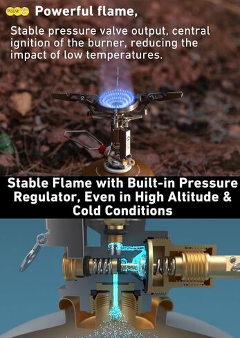 CAMPINGMOON Titanium Canister Top Stove Ultralight Backpacking w Pressure Regulator 2.4oz Wind-Resistant Gas Burner Compact High Altitude Cold Weather Hiking Camping 4Flex igniter XT-2F in Saudi Arabia