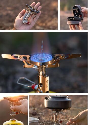 CAMPINGMOON Titanium Canister Top Stove Ultralight Backpacking w Pressure Regulator 2.4oz Wind-Resistant Gas Burner Compact High Altitude Cold Weather Hiking Camping 4Flex igniter XT-2F in Saudi Arabia