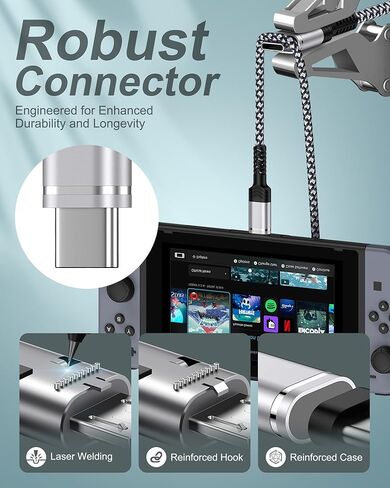 45W Nintendo Switch Charger AC Adapter with 6FT 60W USB C Braided Cable for Nintendo Switch/OLED/Lite/Steam Deck, TV Mode Docking Station, Fast Travel Wall Plug for iPhone 17e 17 Pro 16 iPad Air/Pro in Saudi Arabia