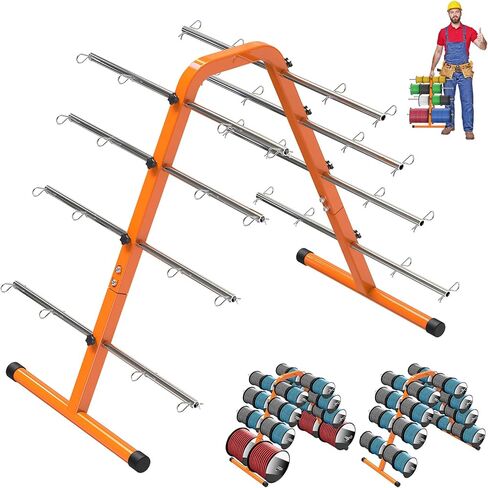 Kipika Portable Wire Spool Rack - Heavy-Duty Steel Cable Dispenser with 4 Adjustable Rods, Spool Rack Holder for Efficient Storage & Dispensing, 8" Max Capacity, Orange in Saudi Arabia