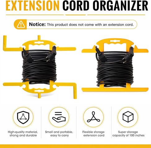 Ripeng 4 Pcs Extension Cord Organizer & Portable Hose Reels with Handle, H-shape and Rotating Cord Holder Design, ABS Cable Storage for up to 100 ft, Wind and Release for Garage, Workshop, Yard in Saudi Arabia