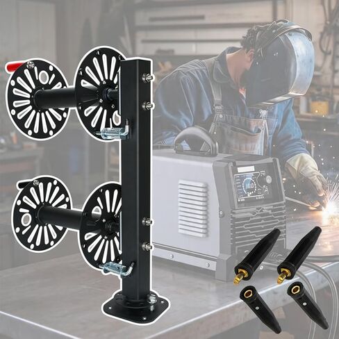 10" Heavy Duty Double Welding Lead Reel, 360° Swivel Base Welding Cable Reel, Insulated Leak-Proof Design with 2 LC-40 Quick Connectors, Accommodates 150ft 1/0 or 125ft 2/0 Welding Cable in Saudi Arabia