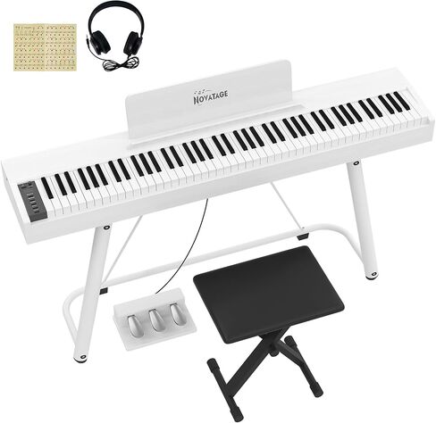 88 Key Full-Weighted Digital Piano, Full Size Electric Piano for Beginners, with U-Stand, 3 Pedal Unit, Adjustable Stool, Headphone, MIDI Functionality (Black) in Saudi Arabia