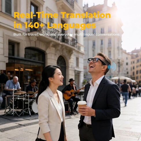 AI Smart Glasses with Camera, 4K POV Video Recording, Real-Time Translation in 140+ Languages, Voice Assistant, Object Recognition, Photochromic Lenses, Bluetooth/WiFi for Travel, Work, Vlogging in Saudi Arabia