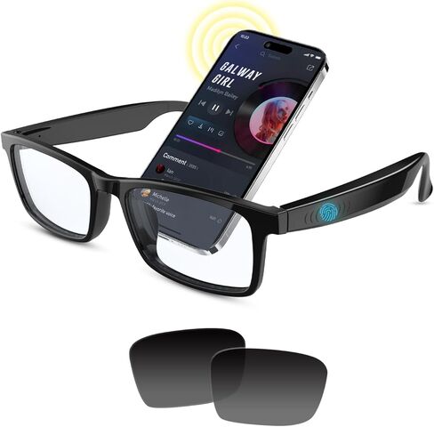 Smart Glasses with Bluetooth, Photochromic Lenses, Open-Ear Speakers Blue Light Glasses, Hands-Free Calls & Music, 4–6H Battery, Wearable Tech Bluetooth Glasses for Work, Walk & Travel (Brown) in Saudi Arabia