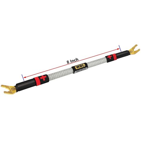 WORLDS BEST CABLES 4 Units - 8 Inch Ultimate - 8 AWG - Ultra-Pure OFC - Premium Audiophile HiFi Speaker Jumper Cables with Eminence Gold Spade Plugs & Silver Tweed Jacket in Saudi Arabia