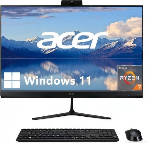 كمبيوتر مكتبي الكل في واحد acer Aspire 27 بوصة IPS FHD | AMD 8-Core Ryzen 7 5825U (يصل إلى 4.5 جيجا هرتز) | معدل تحديث 120 هرتز | 32 جيجا بايت رام، 1 تيرابايت SSD | WiFi 6E، بلوتوث 5.3 | لوحة مفاتيح وماوس لاسلكيين in Saudi Arabia