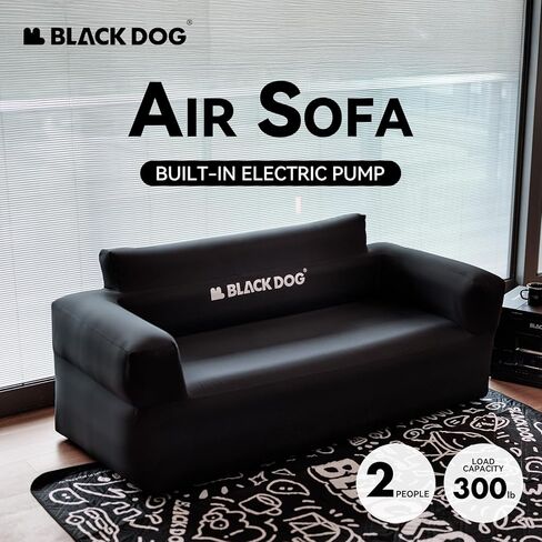 BLACKDOG 2-Person Inflatable Camping Sofa with Built-in Rechargeable Pump, 660lbs Heavy Duty Air Couch, Portable 300D Oxford Fabric Blow Up Loveseat for Outdoors, Backyard, Beach & Indoor Lounge in Saudi Arabia