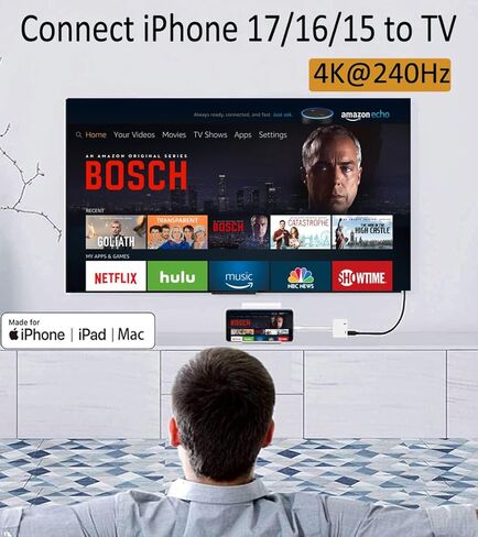 محول USB C إلى HDMI 4K@240 هرتز معتمد من Apple MFi لهاتف iPhone 17/16/15، سلك AV رقمي من النوع C إلى HDMI مع 100 وات PD لجهاز MacBook Pro/Air iPad Pro إلى شاشة عرض التلفزيون in Kuwait