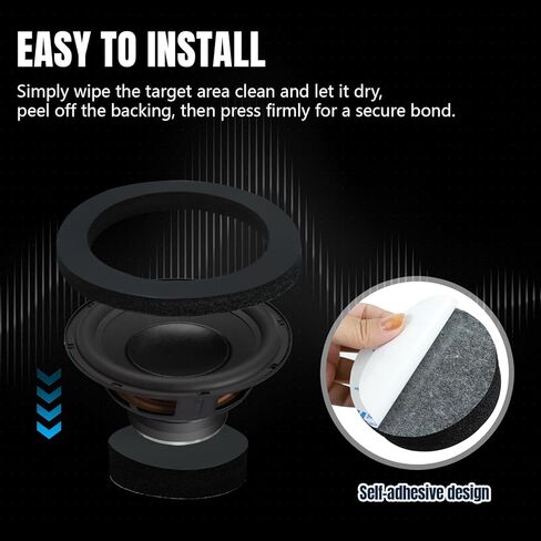 Wuyaoyao 4PCS Speaker Foam Rings Kit, 6" 6.5" 6.75" Car Door Speaker Foam Enhancer, Self-Adhesive Speakers Gasket Baffles for Enhancing Stereo Sound & Noise Reduction, Universal Car Accessories in Saudi Arabia