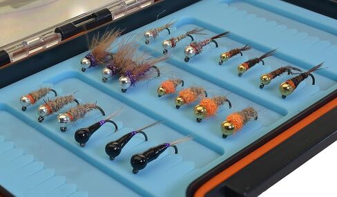 20 Euro Nymphs Fly Assortment Tied on Hanak Hooks - Includes Silicone Fly Box in Saudi Arabia