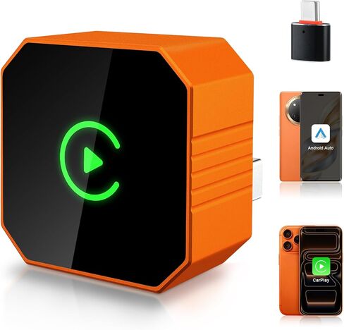 محول CarPlay اللاسلكي 2026 مطور 2 في 1، التوصيل والتشغيل لأجهزة Apple iPhone iOS 10+ وAndroid 11+، منفذ USB صغير الحجم/Type-C، إعادة توصيل تلقائي سريع واتصال ثابت بدون زمن الوصول in Kuwait