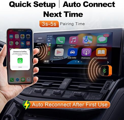 محول CarPlay اللاسلكي 2026 مطور 2 في 1، التوصيل والتشغيل لأجهزة Apple iPhone iOS 10+ وAndroid 11+، منفذ USB صغير الحجم/Type-C، إعادة توصيل تلقائي سريع واتصال ثابت بدون زمن الوصول in Kuwait