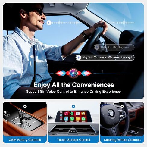 محول CarPlay اللاسلكي Android Auto Dongle، صندوق فيديو Magic AI 3 في 1 للسيارات السلكية OEM، Netflix/YouTube مدمج للبث، واي فاي 5.8 جيجا هرتز وبلوتوث 5.3، تحويل سلكي إلى لاسلكي، التوصيل والتشغيل in Kuwait