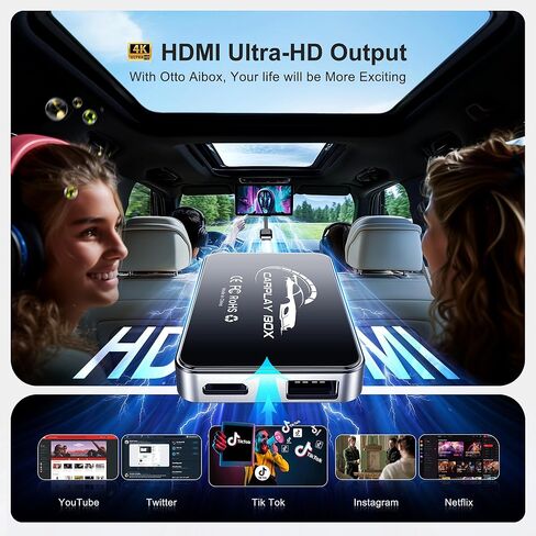 محول CarPlay اللاسلكي Android Auto Dongle، صندوق فيديو Magic AI 3 في 1 للسيارات السلكية OEM، Netflix/YouTube مدمج للبث، واي فاي 5.8 جيجا هرتز وبلوتوث 5.3، تحويل سلكي إلى لاسلكي، التوصيل والتشغيل in Kuwait