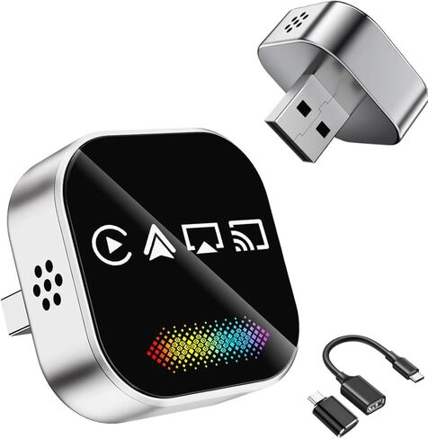 2026 Upgraded Wireless Carplay Adapter, 4-in-1 Wireless CarPlay Adapter for Android & iPhone – CarPlay + Screen Mirroring, AirPlay Mirror & Android Mirror, Mini USB with Type-C Plug & Play in Saudi Arabia