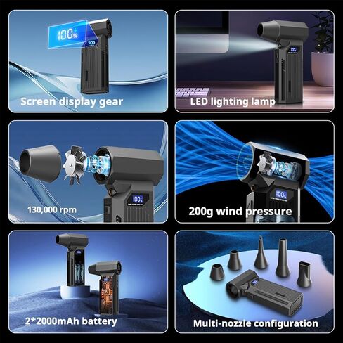 Compressed Air Duster,150000RPM Cordless Electric air Duster for Powerful Snow Blower, Keyboard PC Cleaning,4-Gear Adjustable Mini Blower with Fast Charging,Jet Dry Blower Air Blower for Home and Car in Saudi Arabia