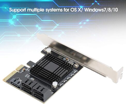 بطاقة توسيع SUNGOOYUE، PCIE إلى 5 منافذ SATA3.0، لوحة محول مع شريحة JMB585 ومؤشر LED، للكمبيوتر OSX Windows7810 in Saudi Arabia