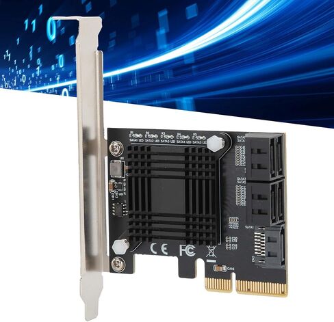 بطاقة توسيع SUNGOOYUE، PCIE إلى 5 منافذ SATA3.0، لوحة محول مع شريحة JMB585 ومؤشر LED، للكمبيوتر OSX Windows7810 in Saudi Arabia