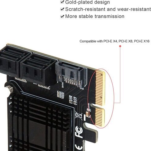 بطاقة توسيع SUNGOOYUE، PCIE إلى 5 منافذ SATA3.0، لوحة محول مع شريحة JMB585 ومؤشر LED، للكمبيوتر OSX Windows7810 in Saudi Arabia