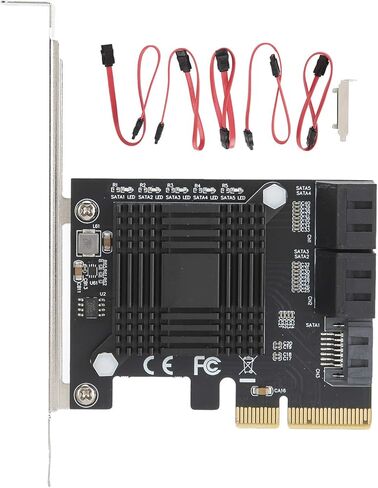 بطاقة توسيع SUNGOOYUE، PCIE إلى 5 منافذ SATA3.0، لوحة محول مع شريحة JMB585 ومؤشر LED، للكمبيوتر OSX Windows7810 in Saudi Arabia