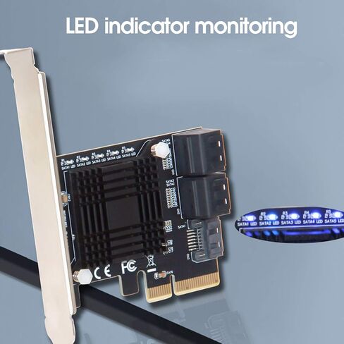 بطاقة توسيع SUNGOOYUE، PCIE إلى 5 منافذ SATA3.0، لوحة محول مع شريحة JMB585 ومؤشر LED، للكمبيوتر OSX Windows7810 in Saudi Arabia