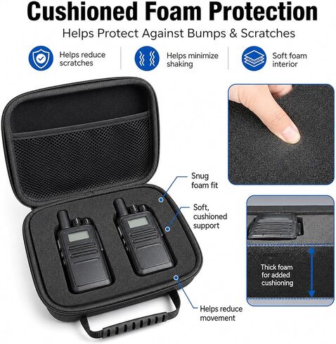 حافظة جهاز اتصال لاسلكي مع رغوة DIY متوافقة مع Baofeng UV-5R UV-5RM 5RM Plus K5 Plus UV-21R UV-17R UV-9R Pro UV-7B GM-21 BF-F8HP BF-888S، حقيبة حمل راديو هام ملحقات راديو ثنائية الاتجاه، حقيبة فقط in Kuwait