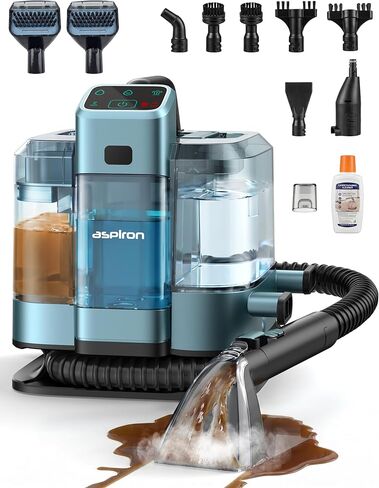Aspiron 20KPA/1600W Multifunctional Carpet Cleaner Machine,Professional Steam Cleaner,9 Brushes, 1.7L Water Tank,300 ML Cleaning Solution, 5M Cord,for Carpet,Sofa,Pet Stains,Mattress,Furniture,Car in Saudi Arabia