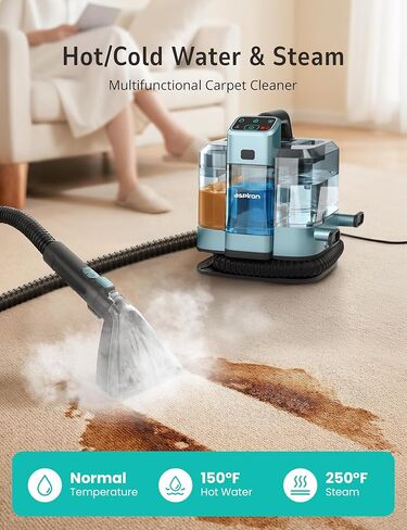 Aspiron 20KPA/1600W Multifunctional Carpet Cleaner Machine,Professional Steam Cleaner,9 Brushes, 1.7L Water Tank,300 ML Cleaning Solution, 5M Cord,for Carpet,Sofa,Pet Stains,Mattress,Furniture,Car in Saudi Arabia
