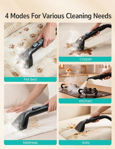 Aspiron 20KPA/1600W Multifunctional Carpet Cleaner Machine,Professional Steam Cleaner,9 Brushes, 1.7L Water Tank,300 ML Cleaning Solution, 5M Cord,for Carpet,Sofa,Pet Stains,Mattress,Furniture,Car in Saudi Arabia