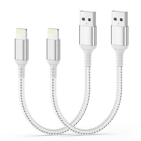 كابل USB إلى Lightning بطول 2 قدم (عبوة من قطعتين) معتمد من MFi، سلك شاحن iPhone قصير للسيارة وCarPlay، كابل شحن iPhone مضفر متين بطول 2 قدم لهاتف iPhone 14 13 12 11 Pro Max، iPad، بنك الطاقة in Saudi Arabia