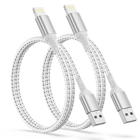 2ft USB to Lightning Cable (2-Pack) MFi Certified, Short iPhone Charger Cord for Car & CarPlay, Durable Braided 2 ft iPhone Charging Cable for iPhone 14 13 12 11 Pro Max, iPad, Power Bank in Saudi Arabia